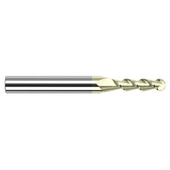 3/16″ Dia. × 3/16″ Shank × 5/8″ DOC × 2″ OAL, Carbide ZrN, 2 Flute, Ballnose End Mill - Exact Industrial Supply