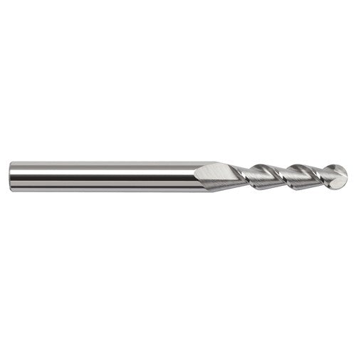‎1/4″ Dia. × 1/4″ Shank × 3/4″ DOC × 2-1/2″ OAL, Carbide Uncoated, 2 Flute, Ballnose End Mill - Exact Industrial Supply