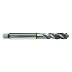 ‎M6 × 1.0 3FL 6H Cobalt Spiral Flute Full Bott Green Ring Tap-Bright FORM-E-40 Degree Helix - USA Tool & Supply