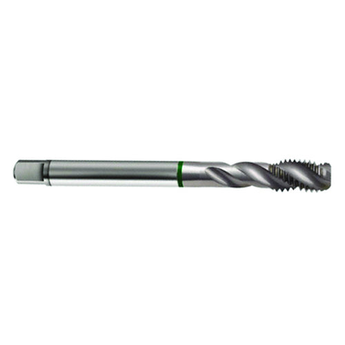 ‎M8 × 1.25 3FL 6H Cobalt Spiral Flute Full Bott Green Ring Tap-Bright FORM-E-40 Degree Helix - USA Tool & Supply