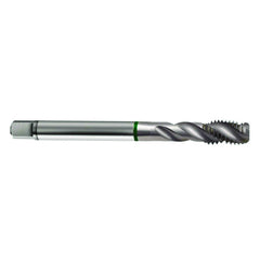 ‎M8 × 1.25 3FL 6H Cobalt Spiral Flute Full Bott Green Ring Tap-Bright FORM-E-40 Degree Helix - USA Tool & Supply