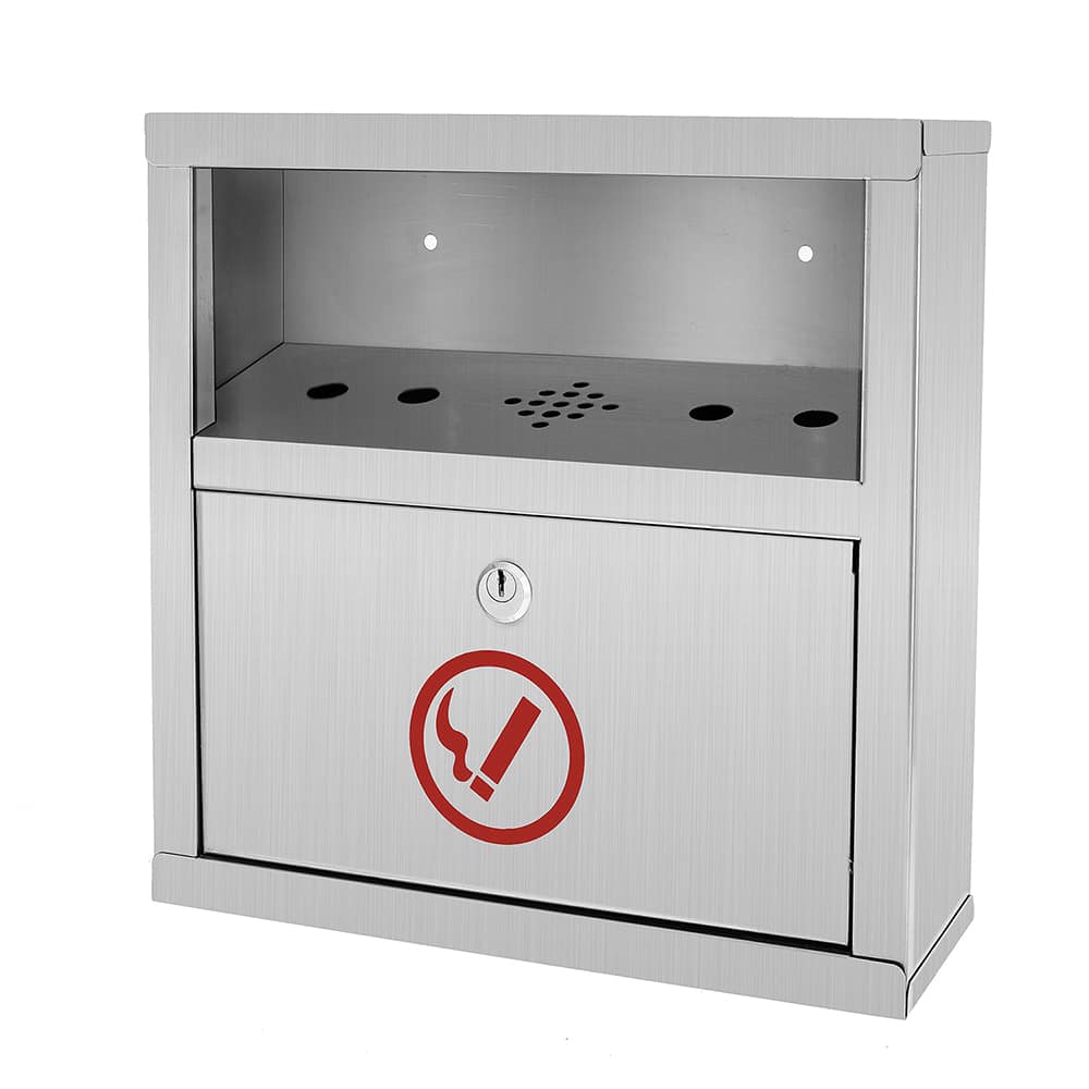 Alpine Industries - Cigarette-Waste Receptacles & Butt Cans; Type: Cigarette Disposal Bin ; Material: Stainless Steel ; Wall Mount: Yes ; Height (Inch): 12.2 ; Width (Decimal Inch): 12.2000 ; Color/Finish: Stainless Steel - Exact Industrial Supply