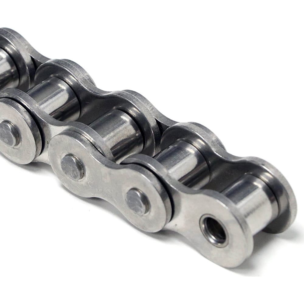 Shuster - 40SS-1RIVX10, 1/2" Pitch, ANSI 40SS, Stainless Steel Roller Chain - Exact Industrial Supply