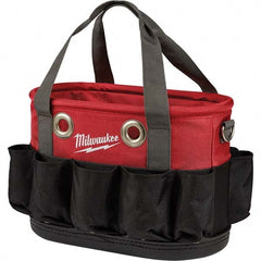 Milwaukee Tool - 24 Pocket, Ballistic Nylon, Black/Red Tool Bag - USA Tool & Supply