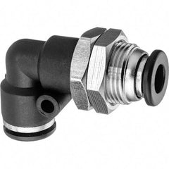 Value Collection - 5/32" OD, Nylon Push-to-Connect Bulkhead Union Elbow - 150 Max psi, Black - USA Tool & Supply
