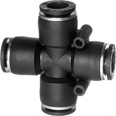 Value Collection - 3/8" OD, Nylon Push-to-Connect Union Cross - 150 Max psi, Black - USA Tool & Supply