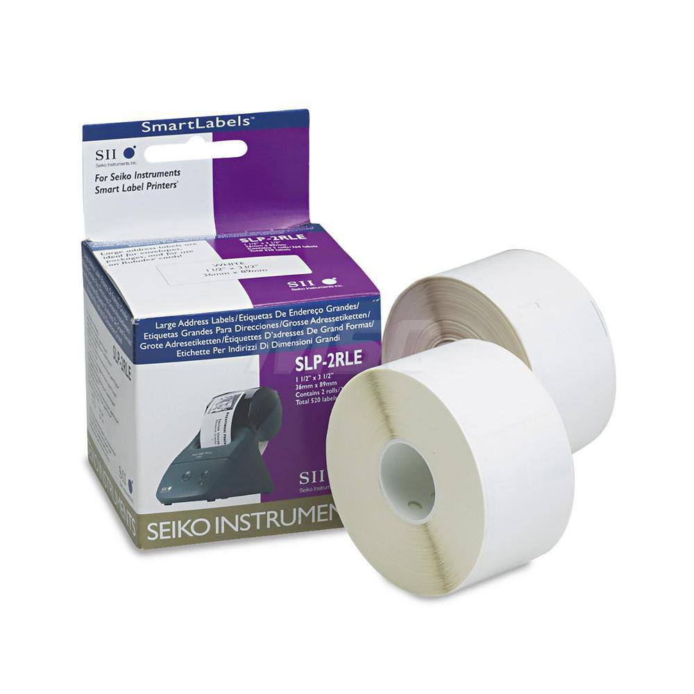 Seiko - Labels, Ribbons & Tapes; Type: Self-Adhesive Address Label ; Color: White ; For Use With: Seiko SLP 420 or Above; 240; 200; 220 Series Smart Label Printers ; Width (Inch): 1-1/2 ; Length (Inch): 3-1/2 ; Material: Paper - Exact Industrial Supply