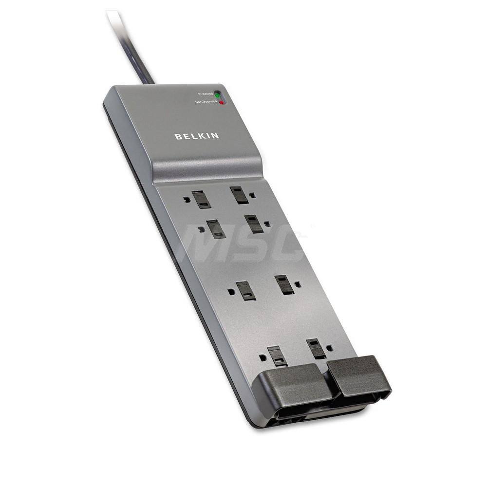 Belkin - Power Outlet Strips; Amperage: 15 ; Voltage: 125 ; Number of Outlets: 8 ; Material: Plastic ; Mounting Type: Floor ; Cord Length (Feet): 6 - Exact Industrial Supply