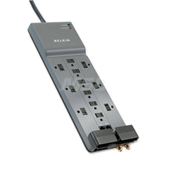 Belkin - Power Outlet Strips; Amperage: 15 ; Voltage: 125 ; Number of Outlets: 12 ; Material: ABS Plastic ; Mounting Type: Floor ; Cord Length (Feet): 10 - Exact Industrial Supply