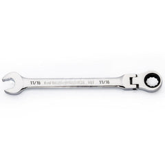 GEARWRENCH - Combination Wrenches; Type: Flex Head ; Tool Type: Ratcheting ; Size (Inch): 11/16 ; Number of Points: 12 ; Finish/Coating: Full Polish Chrome ; Material: Alloy Steel - Exact Industrial Supply