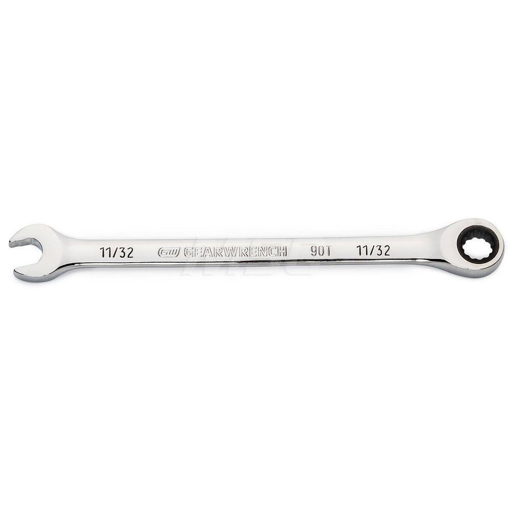 GEARWRENCH - Combination Wrenches; Type: Combination Wrench ; Tool Type: Ratcheting ; Size (Inch): 11/32 ; Number of Points: 12 ; Finish/Coating: Full Polish Chrome ; Material: Alloy Steel - Exact Industrial Supply