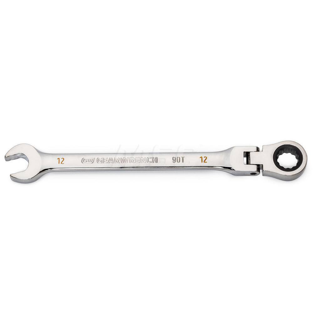 GEARWRENCH - Combination Wrenches; Type: Flex Head ; Tool Type: Ratcheting ; Size (mm): 12 ; Number of Points: 12 ; Finish/Coating: Full Polish Chrome ; Material: Alloy Steel - Exact Industrial Supply