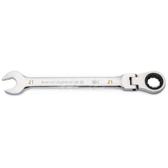 GEARWRENCH - Combination Wrenches; Type: Flex Head ; Tool Type: Ratcheting ; Size (mm): 21 ; Number of Points: 12 ; Finish/Coating: Full Polish Chrome ; Material: Alloy Steel - Exact Industrial Supply