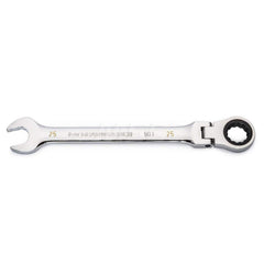 GEARWRENCH - Combination Wrenches; Type: Flex Head ; Tool Type: Ratcheting ; Size (mm): 25 ; Number of Points: 12 ; Finish/Coating: Full Polish Chrome ; Material: Alloy Steel - Exact Industrial Supply