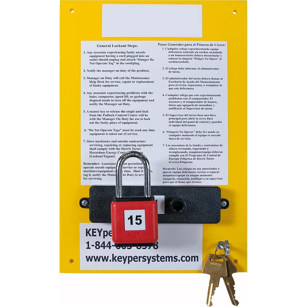 KEYper Systems - Lockout Centers & Stations; Type: Lock Management System ; Equipped or Empty: Equipped ; Maximum Number of Locks: 1 ; Language: English ; Board Coating: Powder-Coated - Exact Industrial Supply