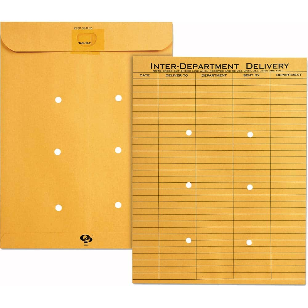 Quality Park - Mailers, Sheets & Envelopes; Type: Clasp Envelope ; Style: Self Seal ; Width (Inch): 13 ; Length (Inch): 10 ; Box Quantity: 100 ; Size: 10 x 13 - Exact Industrial Supply