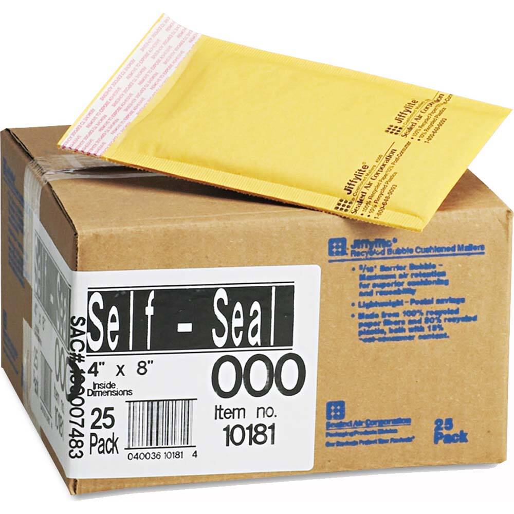 Sealed Air - Mailers, Sheets & Envelopes; Type: Bubble Mailer ; Style: Self Adhesive ; Width (Inch): 8 ; Length (Inch): 4 ; Box Quantity: 25 ; Size: 4 x 8 - Exact Industrial Supply