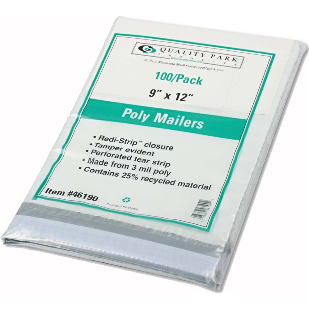 Quality Park - Mailers, Sheets & Envelopes; Type: Poly Mailer ; Style: Self Seal ; Width (Inch): 12 ; Length (Inch): 9 ; Box Quantity: 100 ; Size: 9 x 12 - Exact Industrial Supply