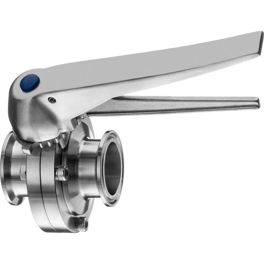 USA Sealing - Ball Valves; Type: Sanitary Butterfly Valve ; Tube Outside Diameter (Inch): 3 ; Material: Stainless Steel ; Style: Straight ; End Connections: Clamp ; Port Type: Standard - Exact Industrial Supply