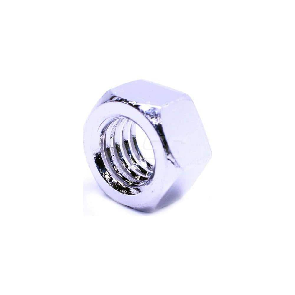 Hex Nut: Grade 316 Stainless Steel, NL-19 Finish Right Hand Thread, 9/16″ Across Flats, 2B, ANSI B18.2.2