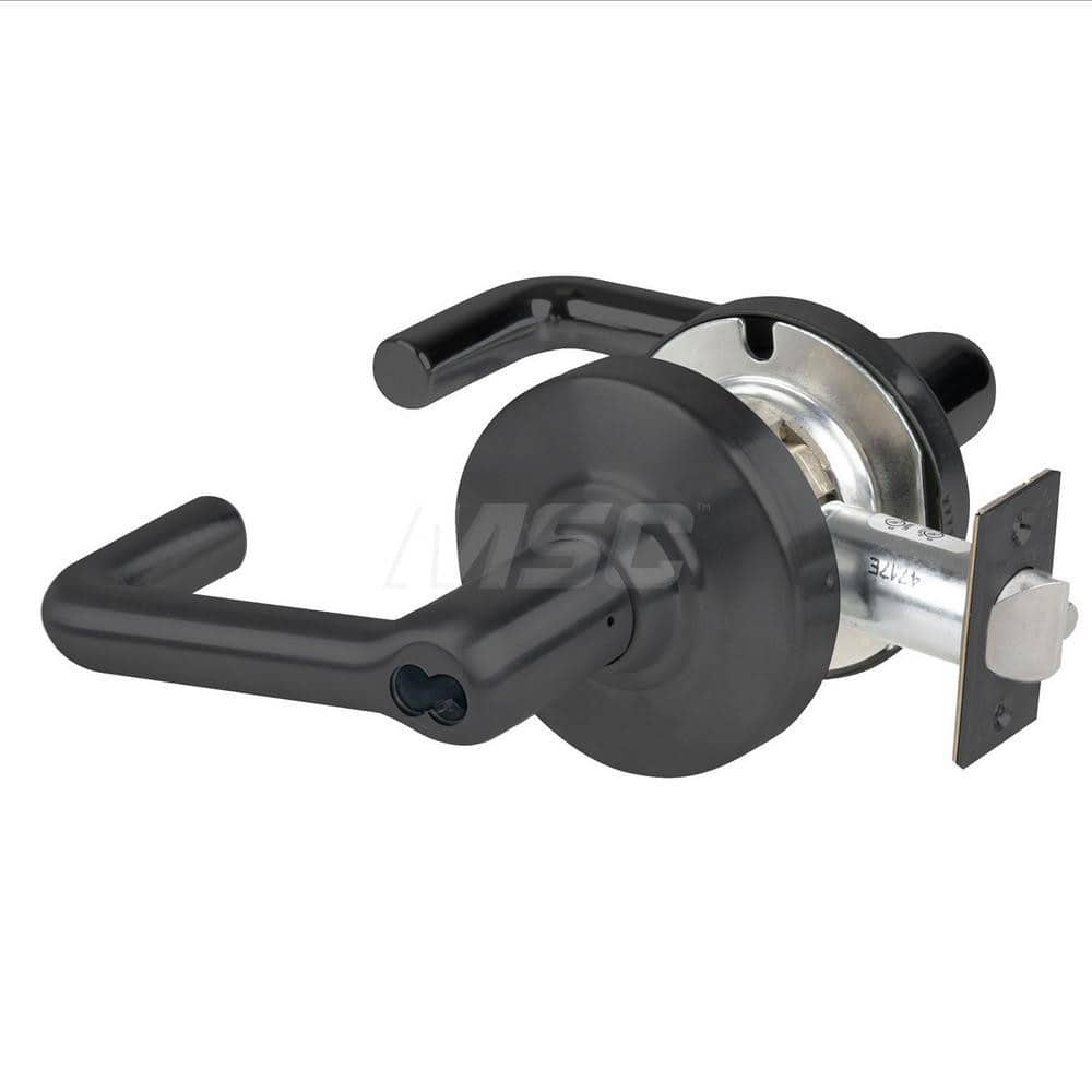 Lever Locksets; Type: Cylindrical Lock; Key Type: Keyless; Strike Type: Curved Lip Strike; Finish/Coating: Matte Black; Material: Metal; Material: Metal; Door Thickness: 1.75 in; Backset: 2.75 in; Cylinder Type: No Keyway; Minimum Order Quantity: Metal; M