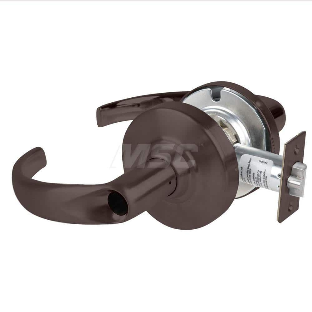 Lever Locksets; Type: Cylindrical Lock; Key Type: Keyless; Strike Type: Curved Lip Strike; Finish/Coating: Oil Rubbed Bronze; Material: Metal; Material: Metal; Door Thickness: 1.75 in; Backset: 2.75 in; Cylinder Type: No Keyway; Minimum Order Quantity: Me