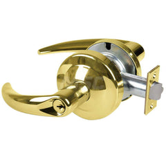 Lever Locksets; Type: Cylindrical Lock; Key Type: Keyed Different; Strike Type: Curved Lip Strike; Finish/Coating: Bright Brass; Material: Metal; Material: Metal; Door Thickness: 1.75 in; Backset: 2.75 in; Cylinder Type: Schlage C Keyway; Minimum Order Qu