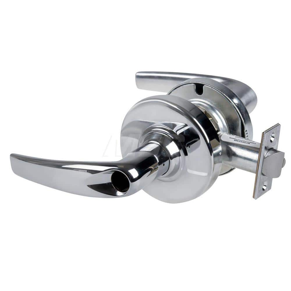 Lever Locksets; Type: Cylindrical Lock; Key Type: Keyless; Strike Type: Curved Lip Strike; Finish/Coating: Bright Chrome; Material: Metal; Material: Metal; Door Thickness: 1.75 in; Backset: 2.75 in; Cylinder Type: No Keyway; Minimum Order Quantity: Metal;