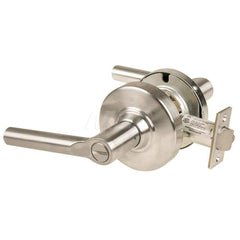 Lever Locksets; Type: Cylindrical Lock; Key Type: Keyless; Strike Type: Curved Lip Strike; Finish/Coating: Satin Nickel; Material: Metal; Material: Metal; Door Thickness: 1.75 in; Backset: 2.75 in; Cylinder Type: No Keyway; Minimum Order Quantity: Metal;