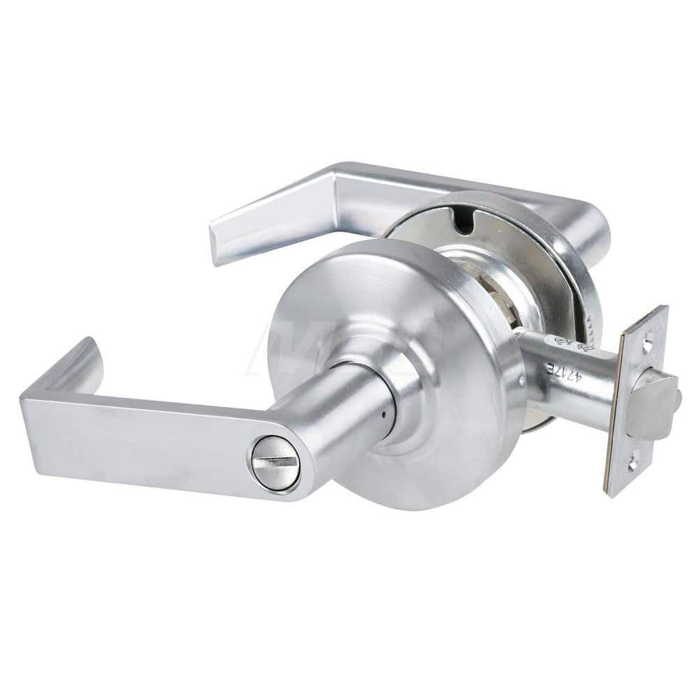 Lever Locksets; Type: Cylindrical Lock; Key Type: Keyless; Strike Type: Curved Lip Strike; Finish/Coating: Satin Chrome Antimicrobial; Material: Metal; Material: Metal; Door Thickness: 1.75 in; Backset: 2.75 in; Cylinder Type: No Keyway; Minimum Order Qua