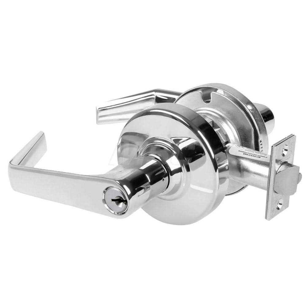 Lever Locksets; Type: Cylindrical Lock; Key Type: Keyed Different; Strike Type: Curved Lip Strike; Finish/Coating: Bright Chrome; Material: Metal; Material: Metal; Door Thickness: 1.75 in; Backset: 2.75 in; Cylinder Type: Schlage C Keyway; Minimum Order Q