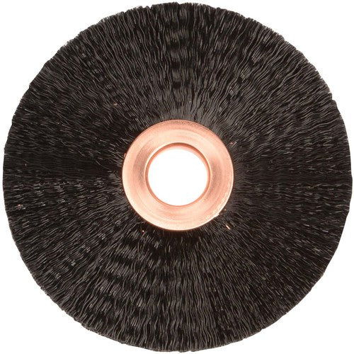 3″ Small Diameter Nylon Wheel, .010″ Crimped Black Fill, 1/2″ Arbor Hole - USA Tool & Supply