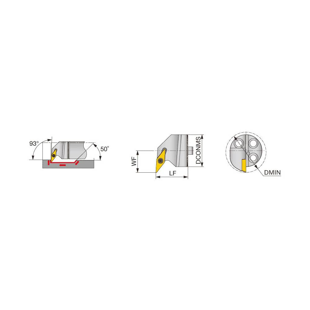 Replaceable Boring Bar Heads; Compatible Insert Style: VCMT; Compatible Insert Size Code: 221; Tool Material: Steel; Multi-use Tool: Yes; Lead Angle: 93.000; Through Coolant: Normal Pressure; For Shank Diameter: 0.7870 in; Cutting Tool Application: Facing