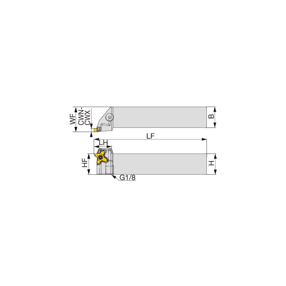 Indexable Cutoff Toolholder: Left Hand 20 mm Shank Height, 20 mm Shank Width, Uses 06, 12, 16 & 20 Inserts, Series STC