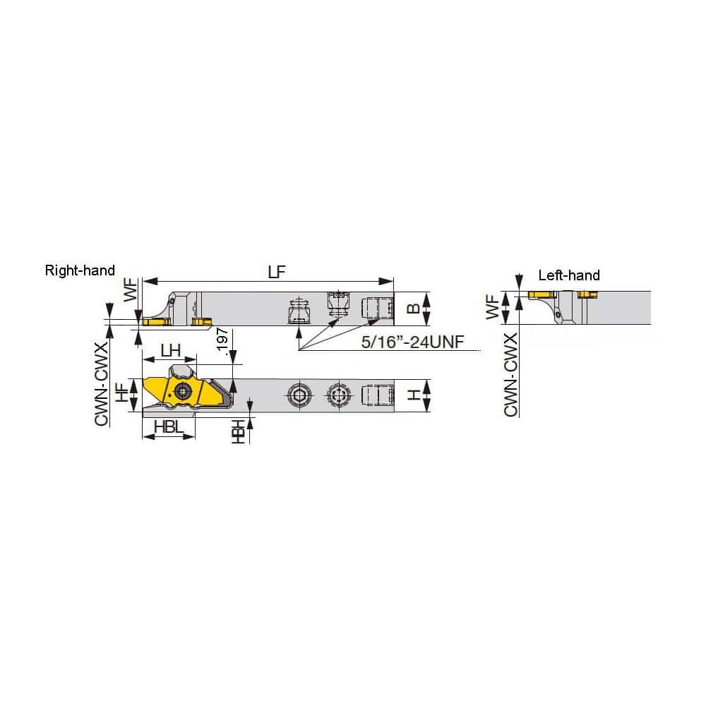 Indexable Cutoff Toolholder: 0.4134″ Max Depth of Cut, 0.7874″ Max Workpiece Dia, 0.0236″ Min Insert Width, Left Hand 0.5″ Shank Height, 0.5″ Shank Width, Uses 06, 12, 16 & 20 Inserts, Series JSXX