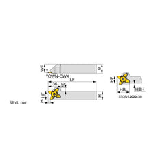 Indexable Grooving Toolholder:  STCL2020-38, Uses 38 Inserts,  No