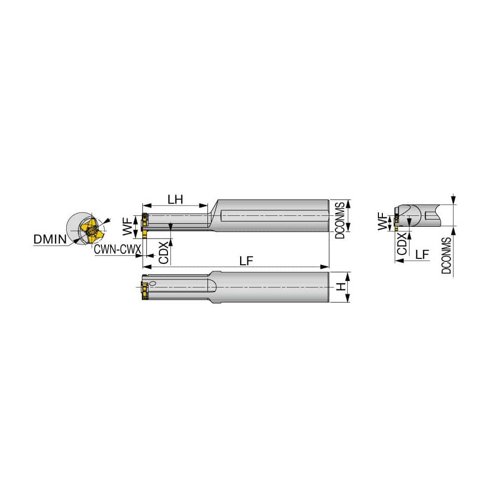 Indexable Grooving Toolholder:  A12H-STCIR10-D105, Uses 10 Inserts,  Through Coolant