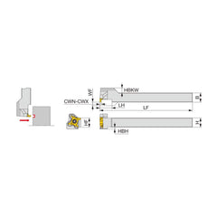 Indexable Grooving Toolholder:  STCFVR08-18,  0.1180″ Max Groove Width 0.1378″ Max Depth,  Uses 18 Inserts,  0.5000″ Shank Height,  1/2″ Shank Width,  No