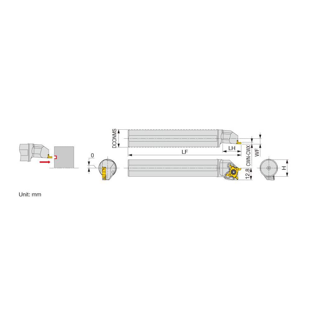 Indexable Grooving Toolholder:  JS20G-STCFL18, Uses 18 Inserts,  No