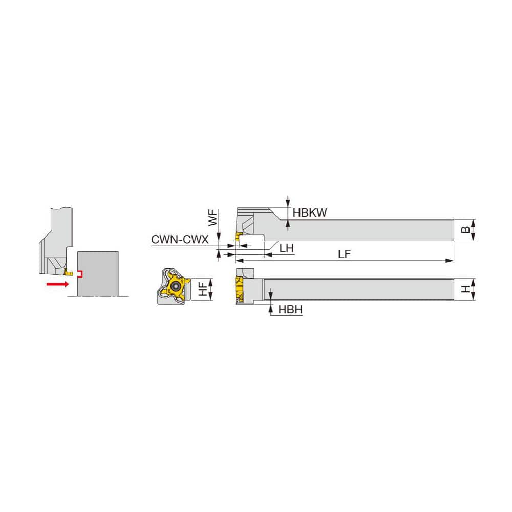 Indexable Grooving Toolholder:  STCFVR1010H18, Uses 18 Inserts,  No