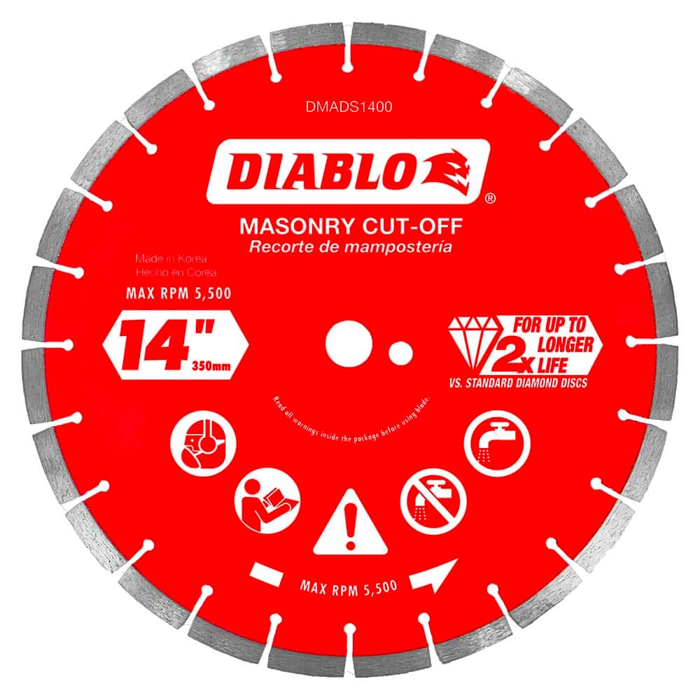 Freud - Wet & Dry-Cut Saw Blades; Blade Diameter (Inch): 14 ; Blade Material: Diamond-Tipped ; Arbor Style: Standard Round ; Arbor Hole Diameter (Inch): 1; 0.7874 ; Arbor Hole Diameter (Decimal Inch): 1; 0.7874 ; Application: Cutting Masonry - Exact Industrial Supply