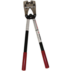 Burndy - Crimpers; Type: Mechanical Rotating Crimper ; Capacity: 8-4/0 AWG Aluminum ; Overall Length (Inch): 26 ; Features: Spring Loaded Mechanism Locks Die Wheel into Position; Press Mechanism to Release; Rotating Die Wheel Color Coded Marked with AWG - Exact Industrial Supply