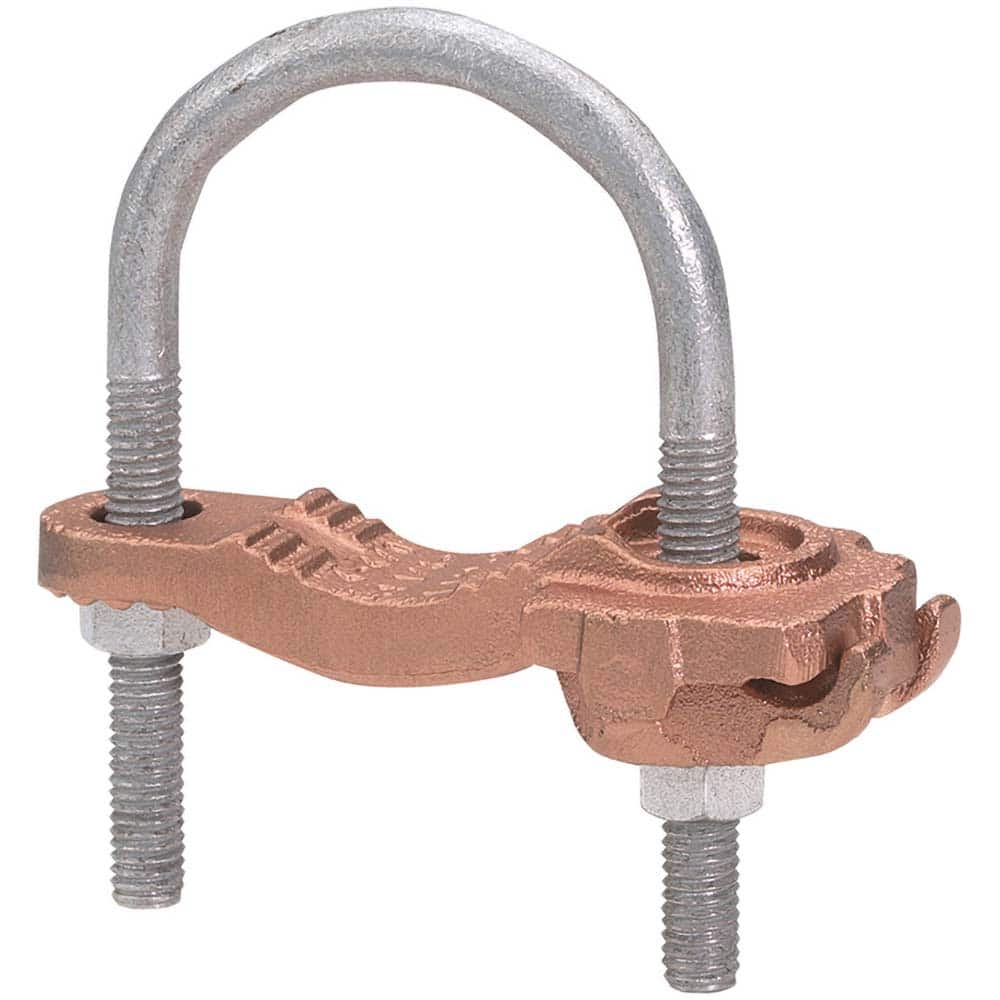 Burndy - Grounding Clamps; Clamp Type: Grounding Clamp ; Compatible Rod Diameter (Inch): 8 ; Maximum Compatible Pipe Size (Inch): 8 ; Compatible Wire Size (AWG): 4-4/0 ; Overall Length (Inch): 1-3/4 ; Overall Length (Decimal Inch): 1-3/4 - Exact Industrial Supply