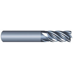 Corner Radius End Mill: 3/16″ Dia, 5/8″ LOC, 0.02″ Radius, 5 Flutes, Solid Carbide 2″ OAL, 3/16″ Shank Dia, Variable ° Helix, AlCrN Coated, Corner Radius End, Centercutting, Series Eliminator
