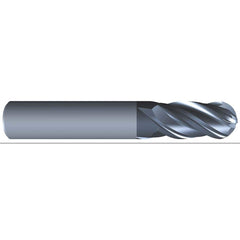 Ball End Mill: 0.375″ Dia, 4 Flute, Solid Carbide 2″ OAL, 3/8″ Shank Dia, Variable ° Helix, AlCrN Coated, Single End