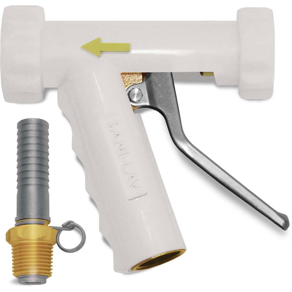 SANI-LAV - Sprayers & Nozzles; Type: Large Industrial Spray Nozzle ; Color: White ; Connection Type: Female to Male ; Material: Brass; Stainless Steel ; Material Grade: N/A ; Gallons Per Minute @ 100 Psi: 5.3 - Exact Industrial Supply