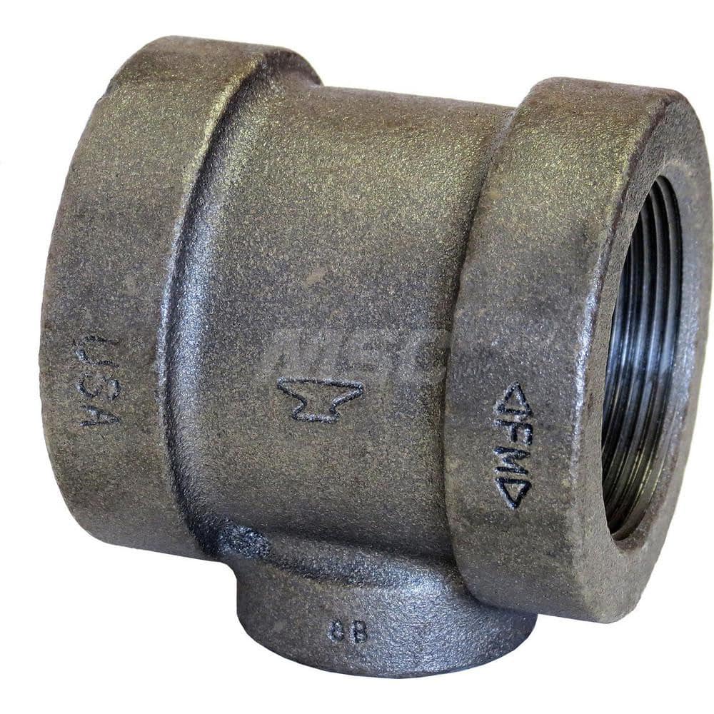 Black Tee: 4 x 4 x 1-1/4″, 125 psi, Threaded Cast Iron, Black Finish, Class 125