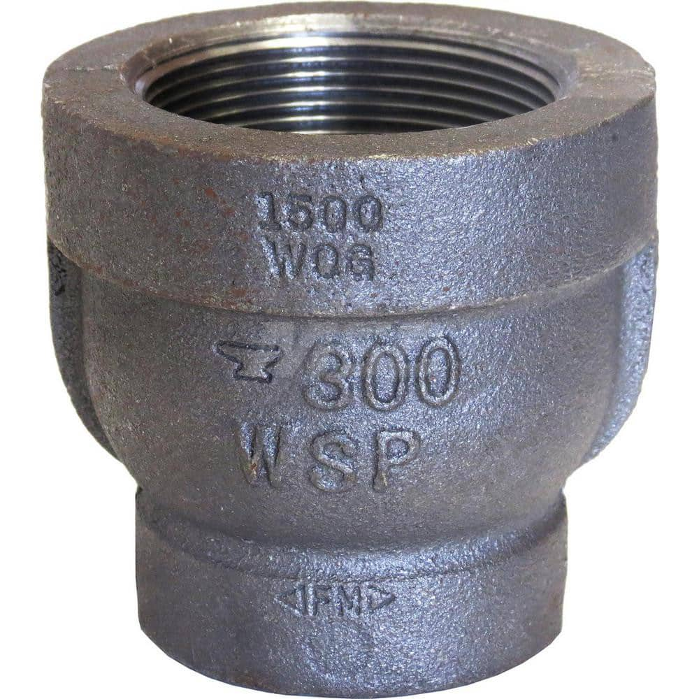 Black Reducing Coupling: 2 x 1″, 300 psi, Threaded Malleable Iron, Black Finish, Class 300