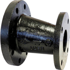 Black Eccentric Reducer: 8 x 6″, 125 psi, Threaded Cast Iron, Black Finish, Class 125