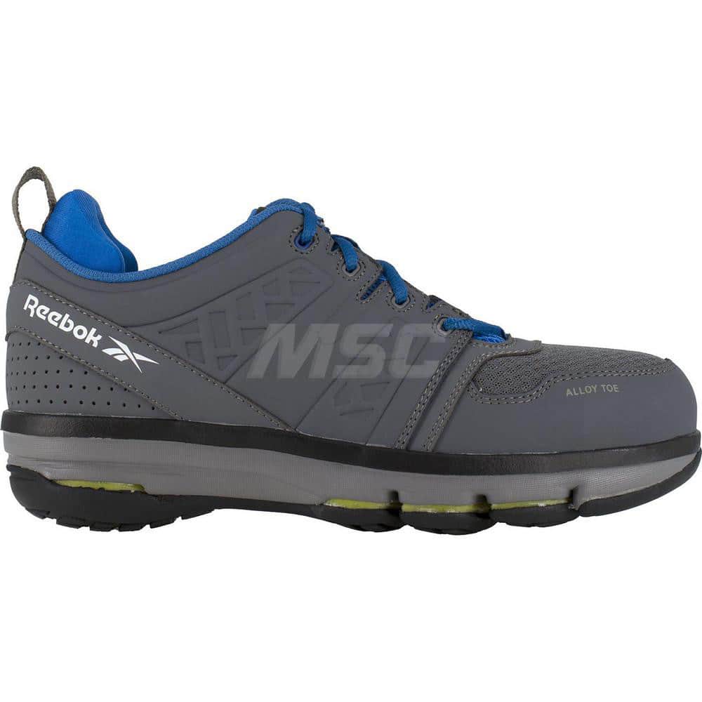 Work Boot: Size 9, Leather, Alloy Toe Gray, Medium Width, Non-Slip Sole